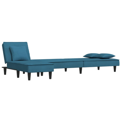 Sofá-cama em forma de L 255x140x70 cm veludo azul