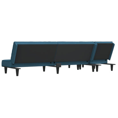Sofá-cama em forma de L 255x140x70 cm veludo azul