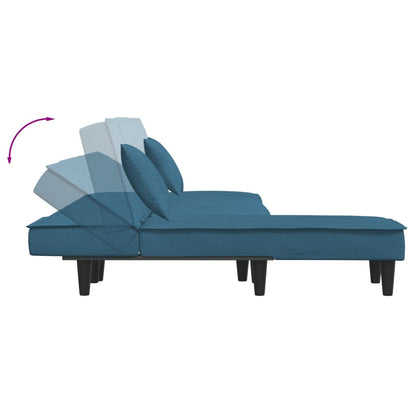 Sofá-cama em forma de L 255x140x70 cm veludo azul