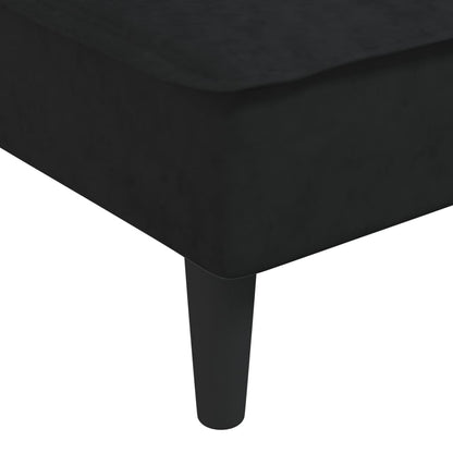 Sofá-cama em forma de L 255x140x70 cm veludo preto