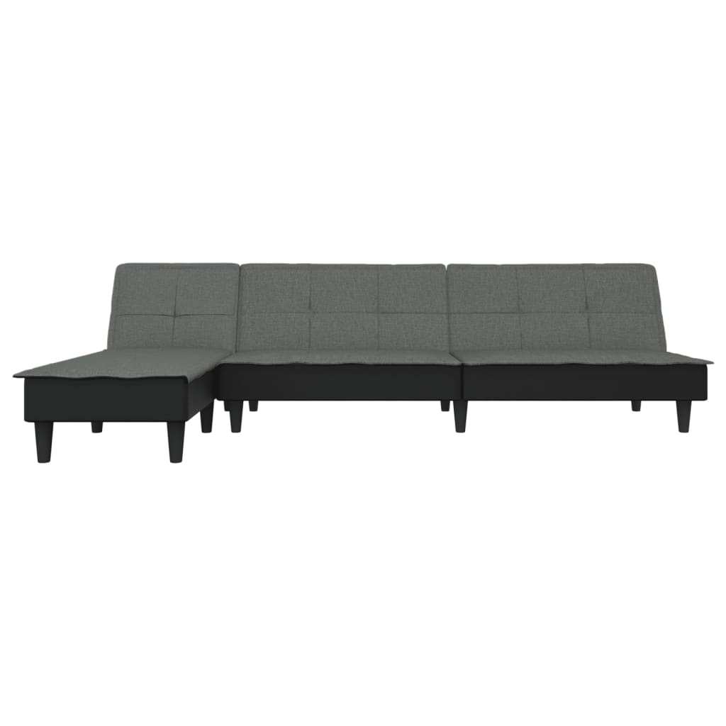 Sofá-cama em forma de L 255x140x70 cm tecido cinzento-escuro