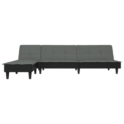 Sofá-cama em forma de L 255x140x70 cm tecido cinzento-escuro