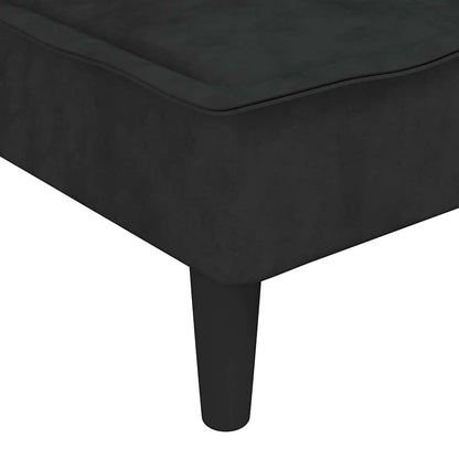 Sofá-cama em forma de L 255x140x70 cm veludo preto