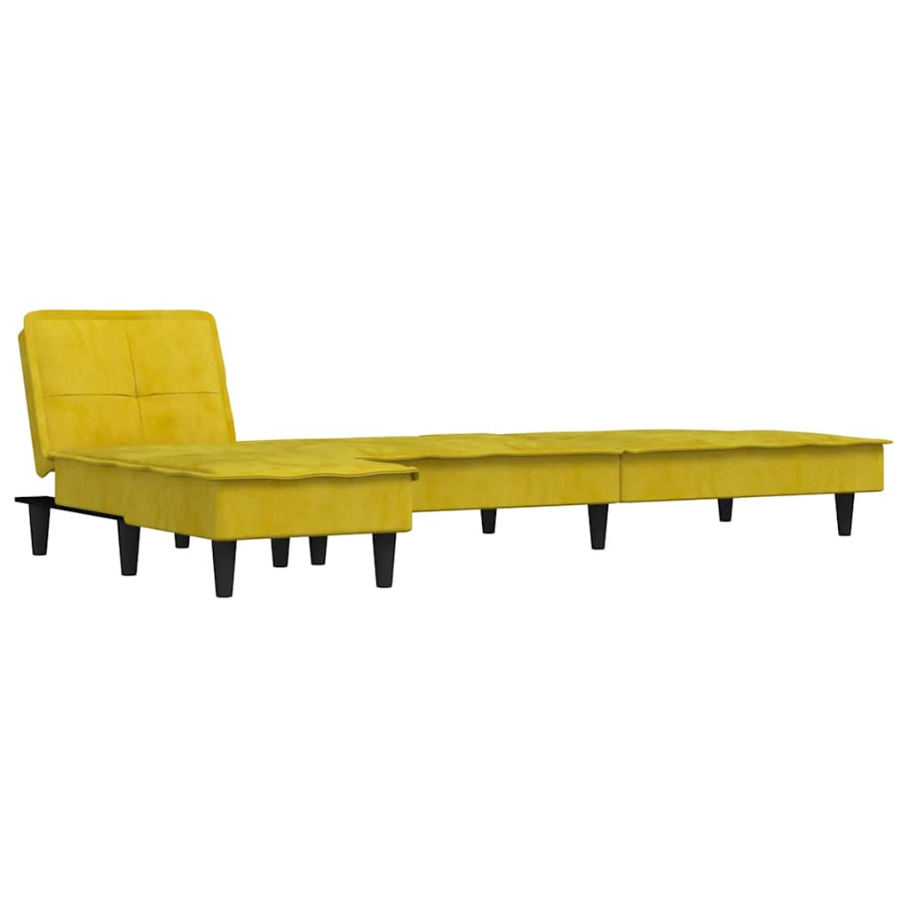 Sofá-cama em forma de L 255x140x70 cm veludo amarelo
