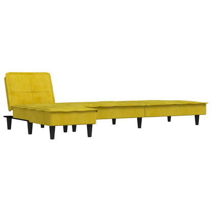 Sofá-cama em forma de L 255x140x70 cm veludo amarelo