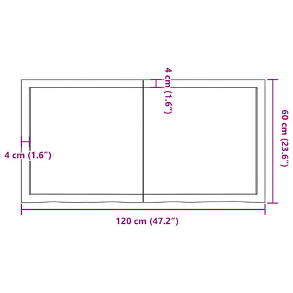 Tampo de mesa 120x60x(2-6) cm carvalho tratado castanho-claro