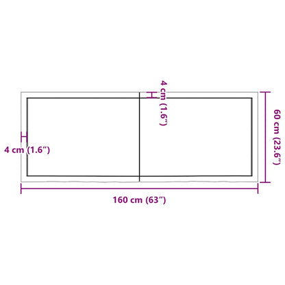 Tampo de mesa 160x60x(2-4) cm carvalho tratado castanho-claro
