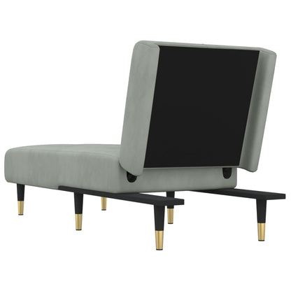 Chaise longue veludo cinzento-claro