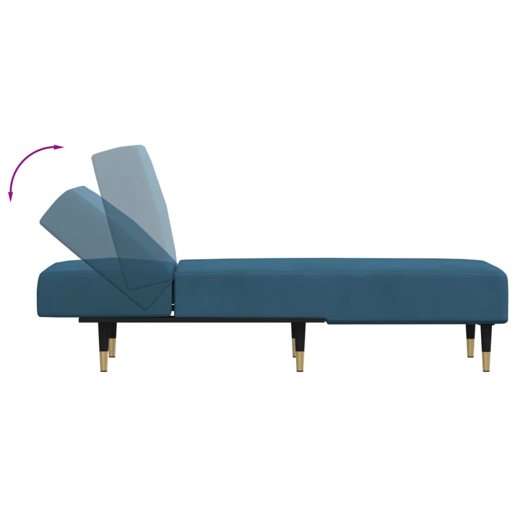 Chaise longue veludo azul
