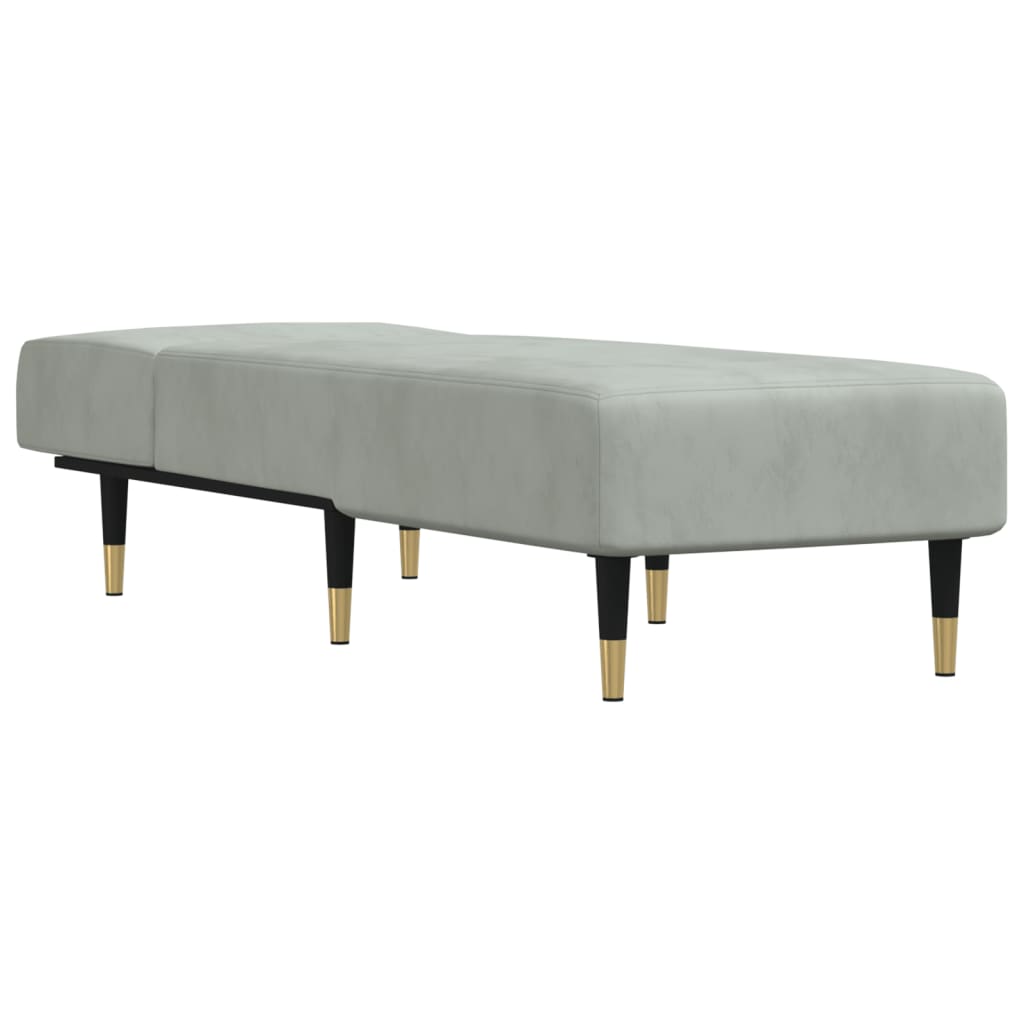 Chaise longue veludo cinzento-claro