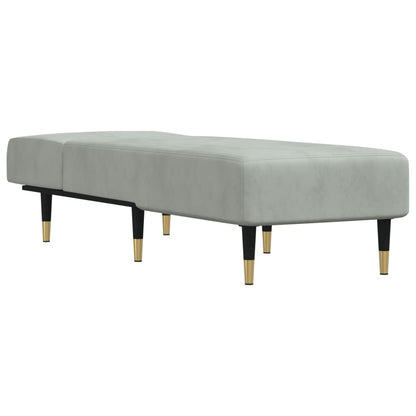 Chaise longue veludo cinzento-claro