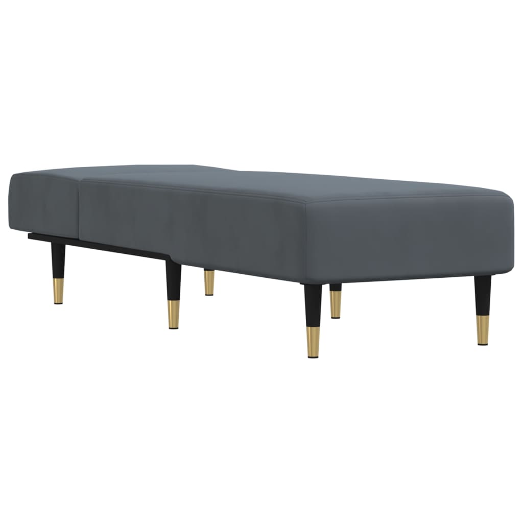 Chaise longue veludo cinzento-escuro