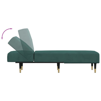 Chaise longue veludo verde-escuro