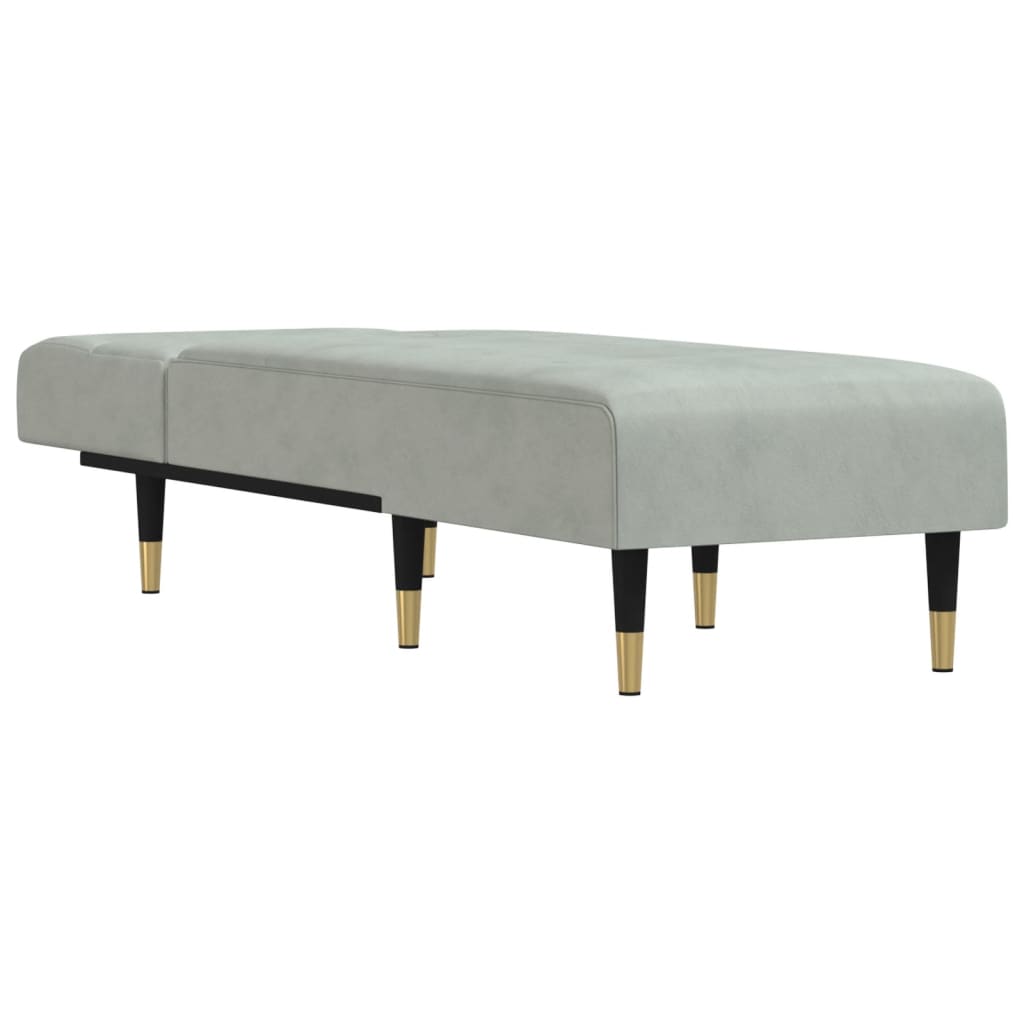 Chaise longue veludo cinzento-claro