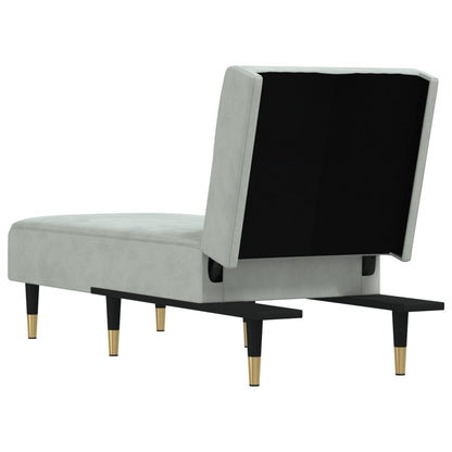 Chaise longue veludo cinzento-claro