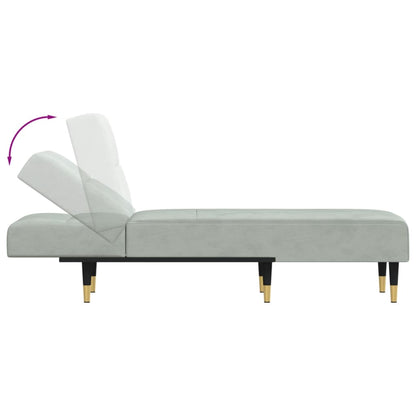 Chaise longue veludo cinzento-claro