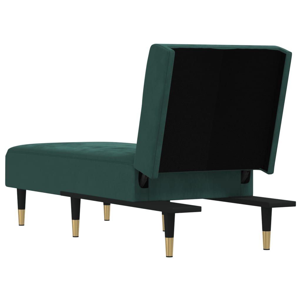 Chaise longue veludo verde-escuro