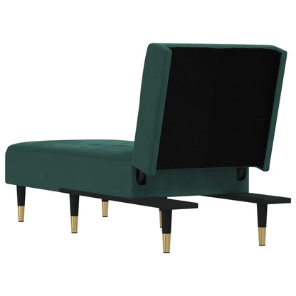 Chaise longue veludo verde-escuro