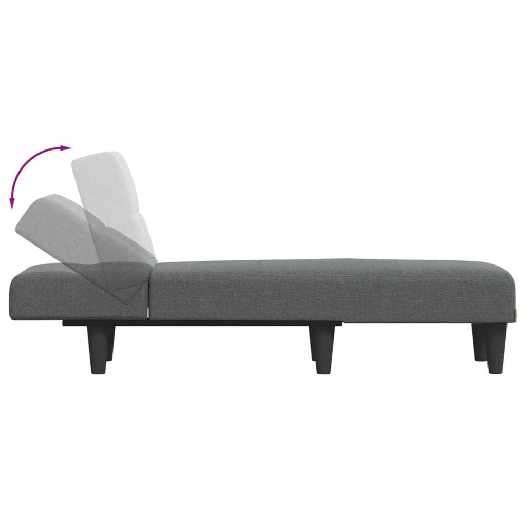 Chaise longue tecido cinzento-escuro