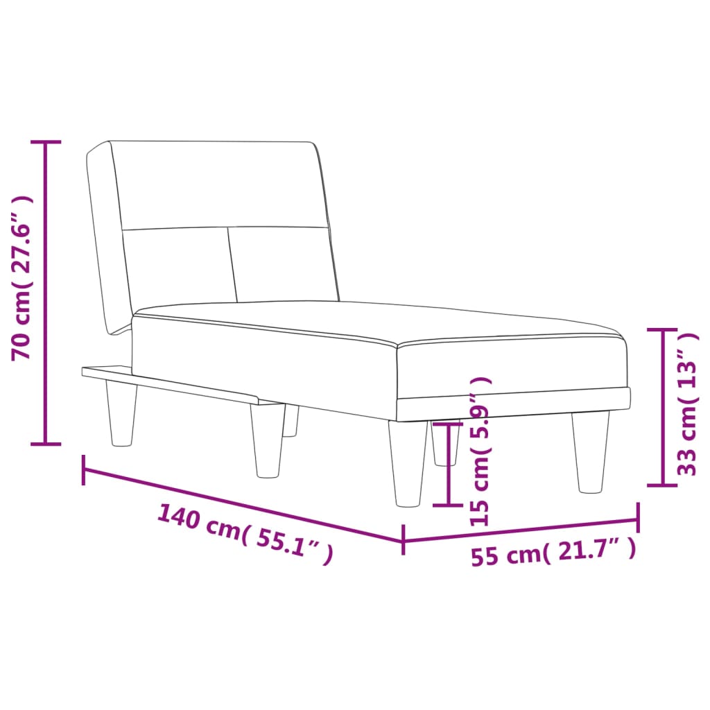 Chaise longue tecido cinzento-escuro