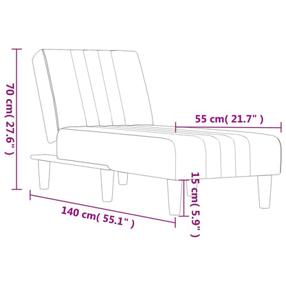 Chaise longue veludo cinzento-claro