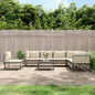 8 pcs conjunto lounge de jardim c/ almofadões vime PE antracite