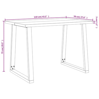 3 pcs conjunto de jantar c/ bordas vivas acácia maciça