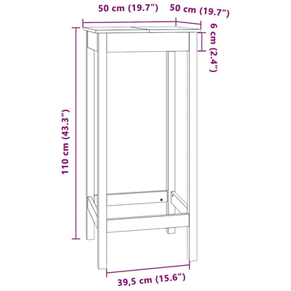 Mesa de bar 50x50x110 cm madeira de pinho maciça branco