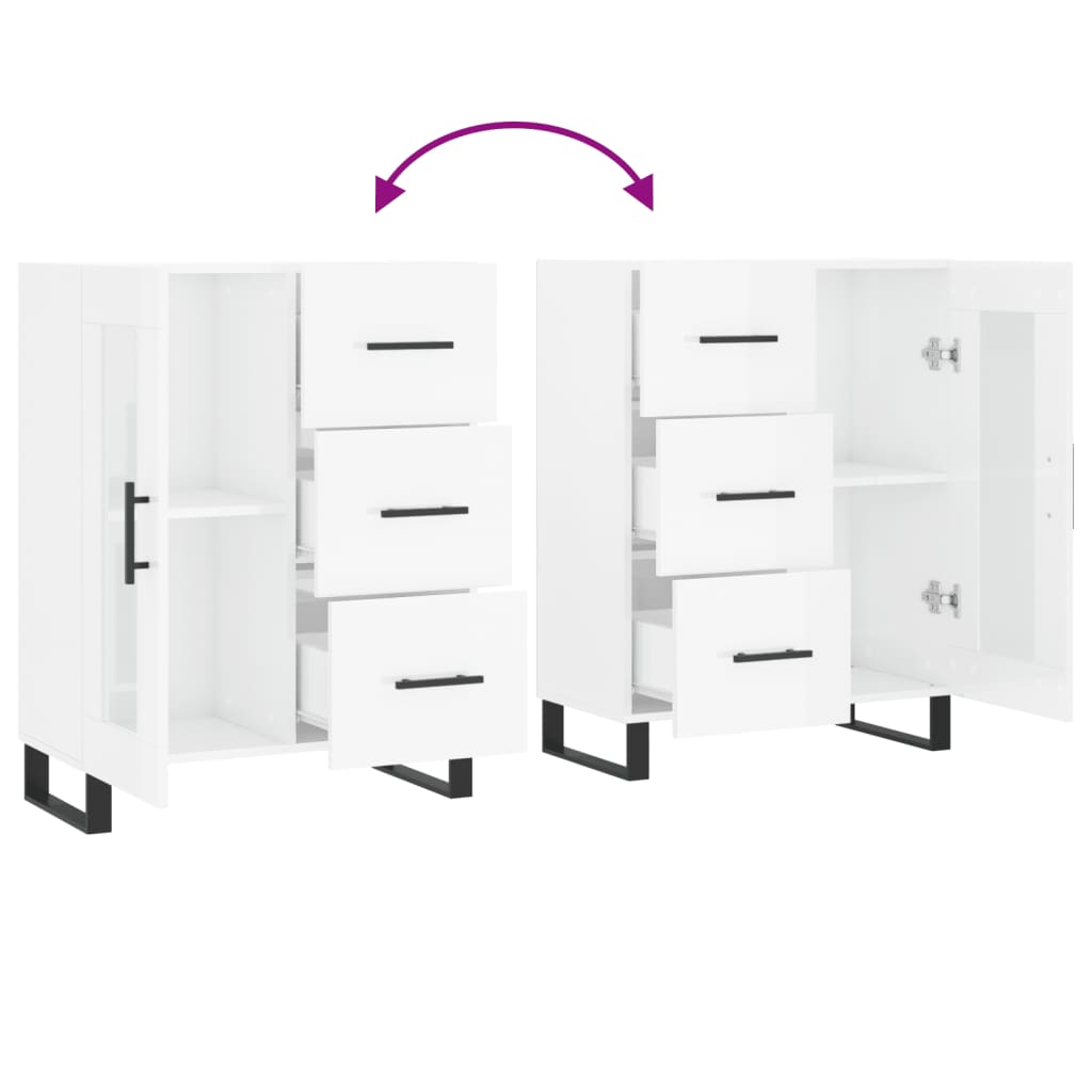 Aparador 69,5x34x90 cm madeira processada branco brilhante