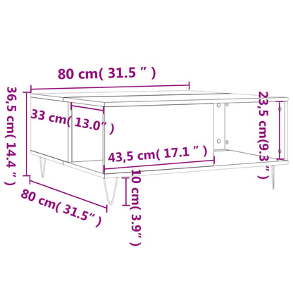 Mesa de centro 80x80x36,5 cm derivados madeira cinzento cimento