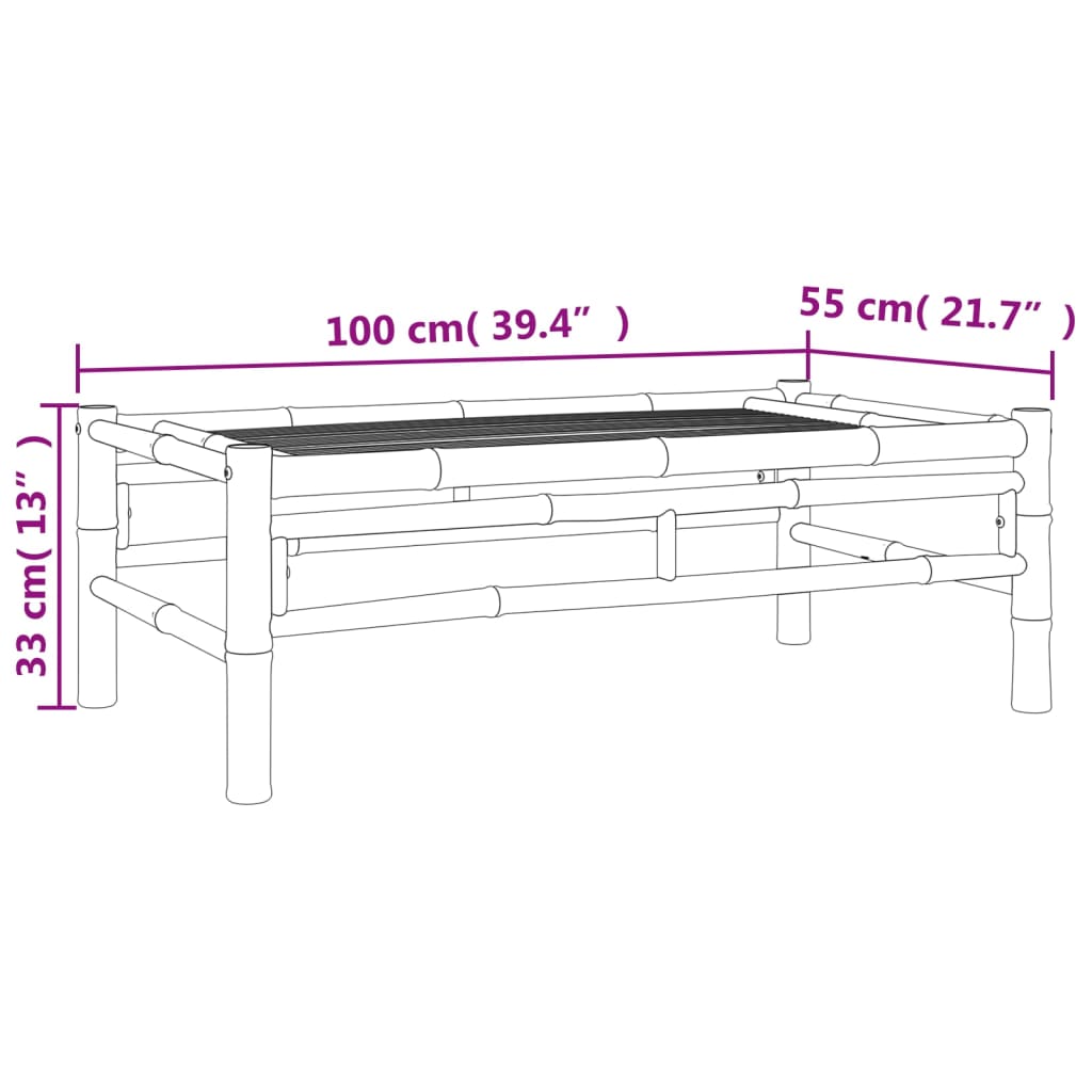 Mesa de centro para jardim 100x55x33 cm bambu
