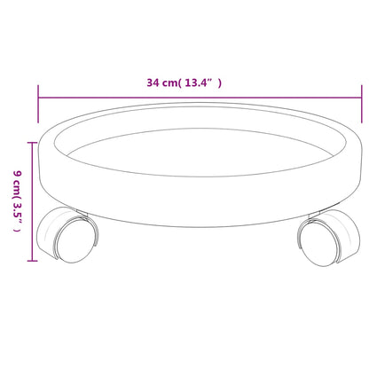Carrinhos de plantas c/ rodas 2 pcs diâmetro 34 cm 35 kg cinza