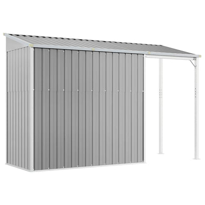 Abrigo de jardim com teto extensível cinza claro 277x107x181 cm aço