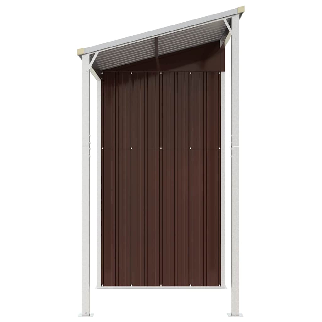 Abrigo de jardim com alpendre 277x107x181 cm aço castanho