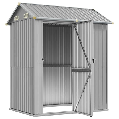 Abrigo de jardim cinza claro 192x152,5x237 cm aço galvanizado
