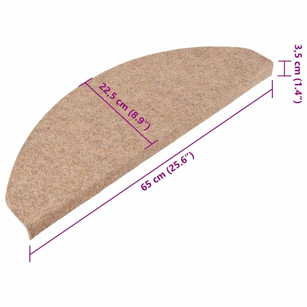 Tapetes de escada adesivos 10 pcs 65x22,5x3,5 cm bege