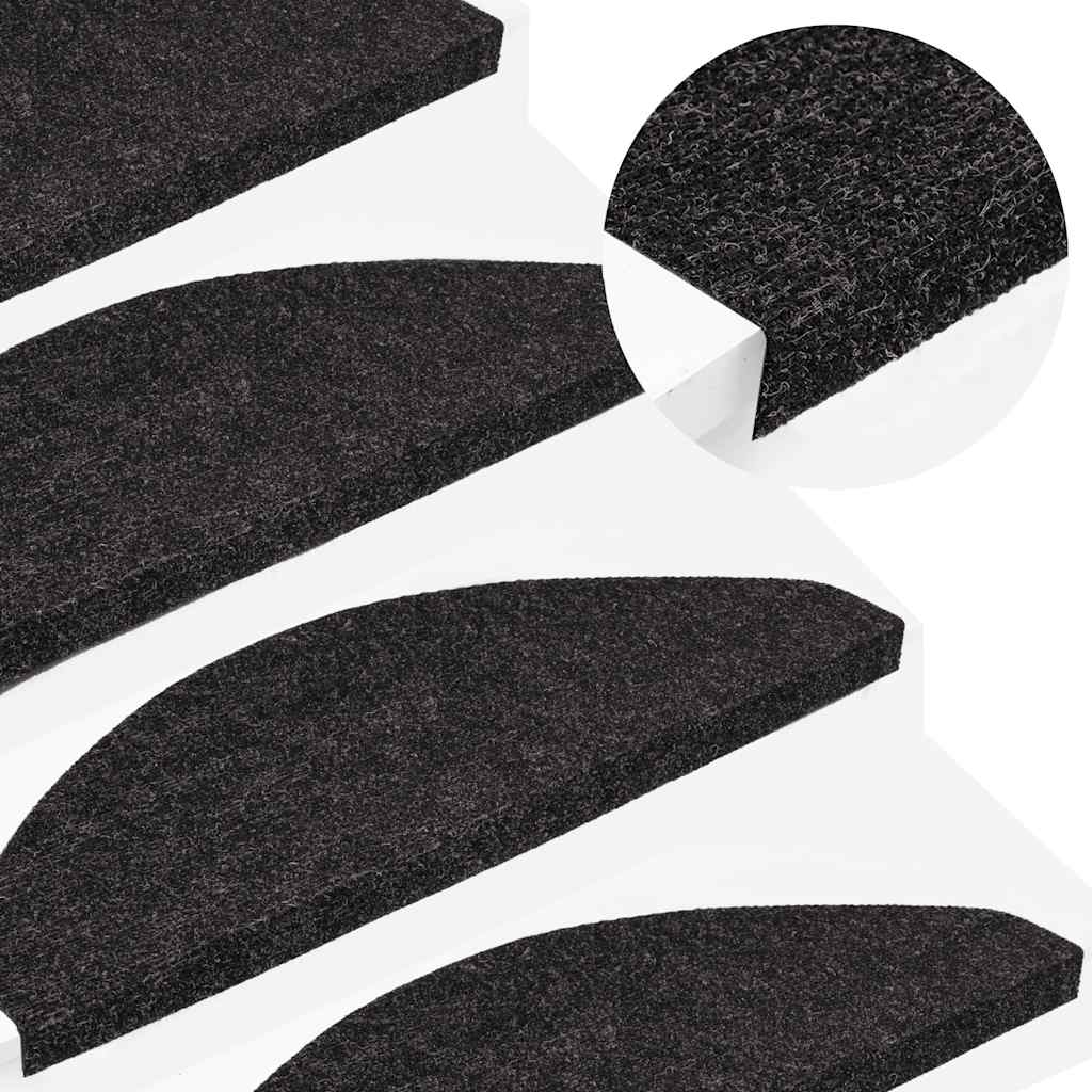 Tapetes de escada adesivos 10 pcs 65x22,5x3,5 cm antracite