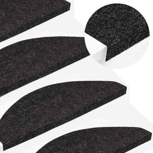 Tapetes de escada adesivos 10 pcs 65x22,5x3,5 cm antracite