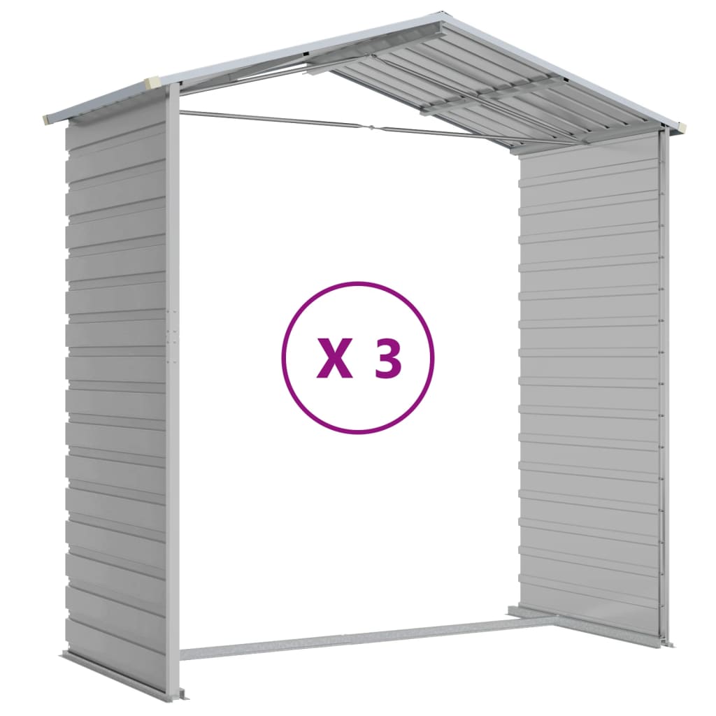 Abrigo de jardim cinza claro 191x300x198 cm aço galvanizado