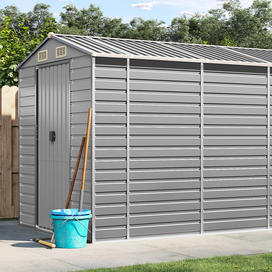 Abrigo de jardim cinza claro 191x640x198 cm aço galvanizado