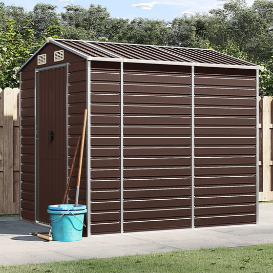 Abrigo de jardim castanho 191x215x198 cm aço galvanizado