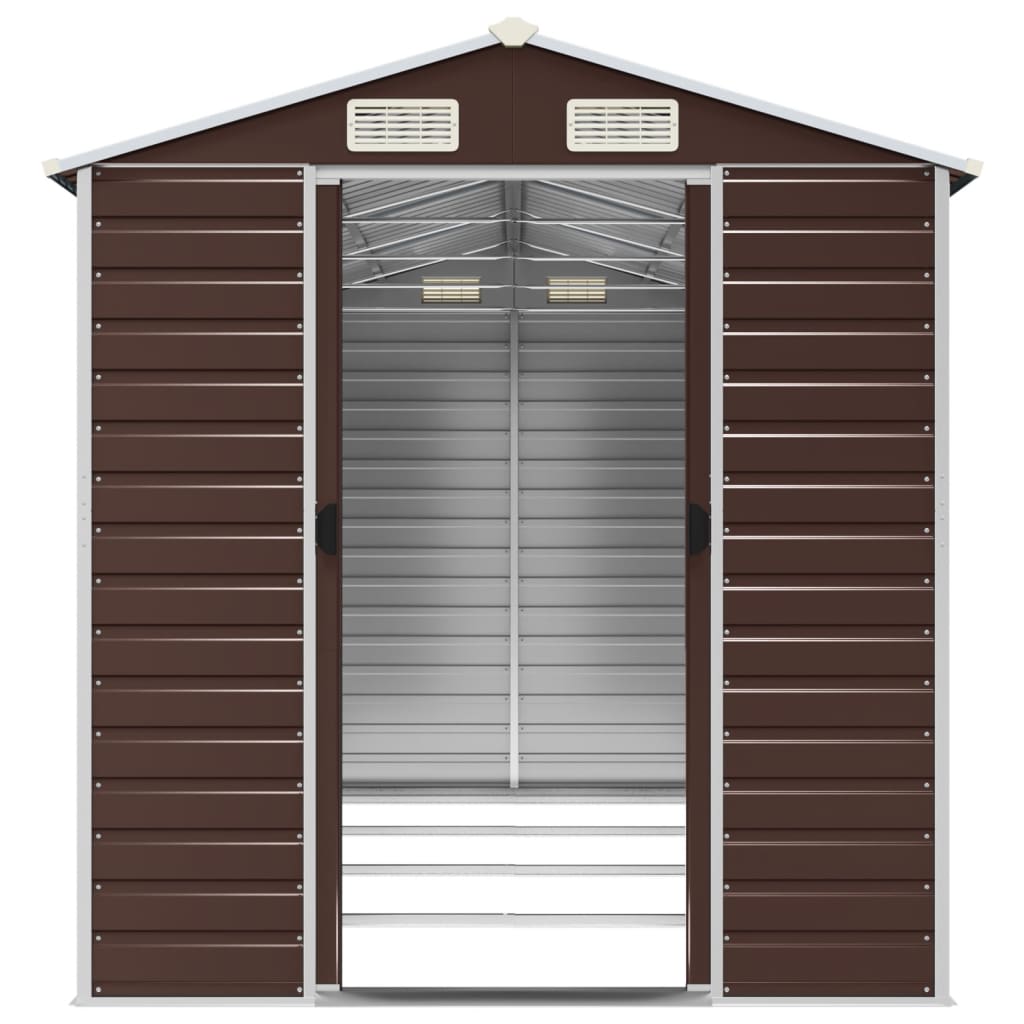 Abrigo de jardim castanho 191x385x198 cm aço galvanizado
