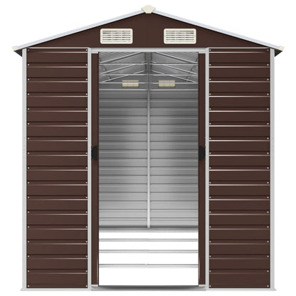 Abrigo de jardim castanho 191x385x198 cm aço galvanizado