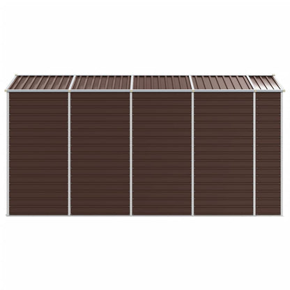 Abrigo de jardim castanho 191x385x198 cm aço galvanizado