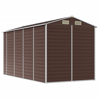 Abrigo de jardim castanho 191x385x198 cm aço galvanizado