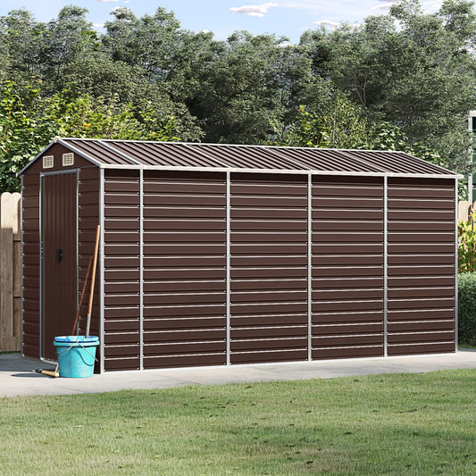 Abrigo de jardim castanho 191x385x198 cm aço galvanizado