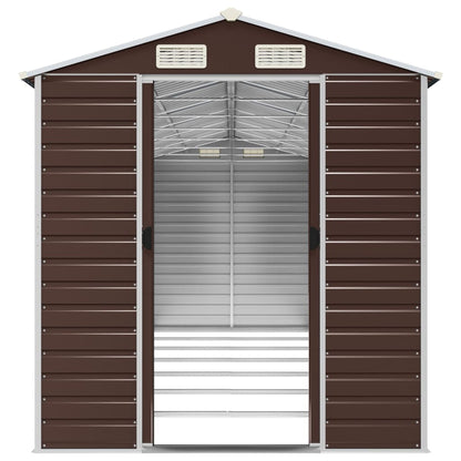 Abrigo de jardim castanho 191x640x198 cm aço galvanizado