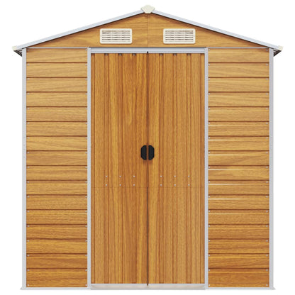 Abrigo de jardim castanho claro 191x300x198 cm aço galvanizado