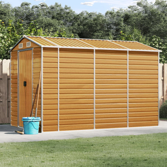 Abrigo de jardim castanho claro 191x300x198 cm aço galvanizado
