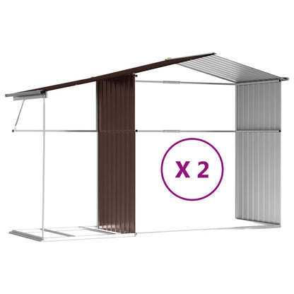 Abrigo de jardim 277x279x179 cm aço galvanizado castanho